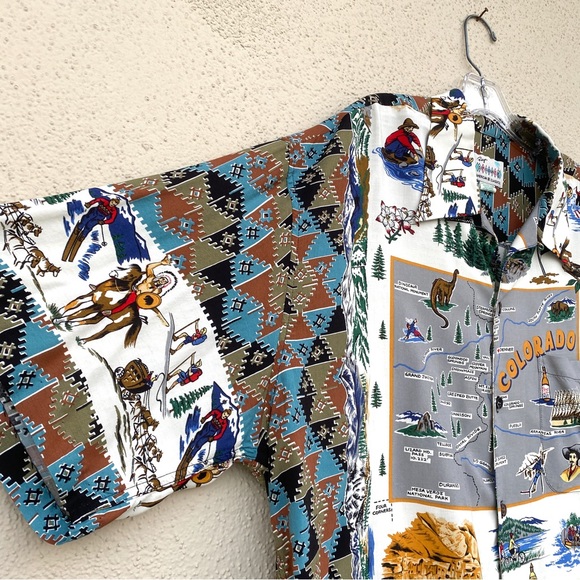 REYN SPOONER vintage Hawaiian shirt COLORADO pride STATE MAP tropical men’s XL - Picture 5 of 10